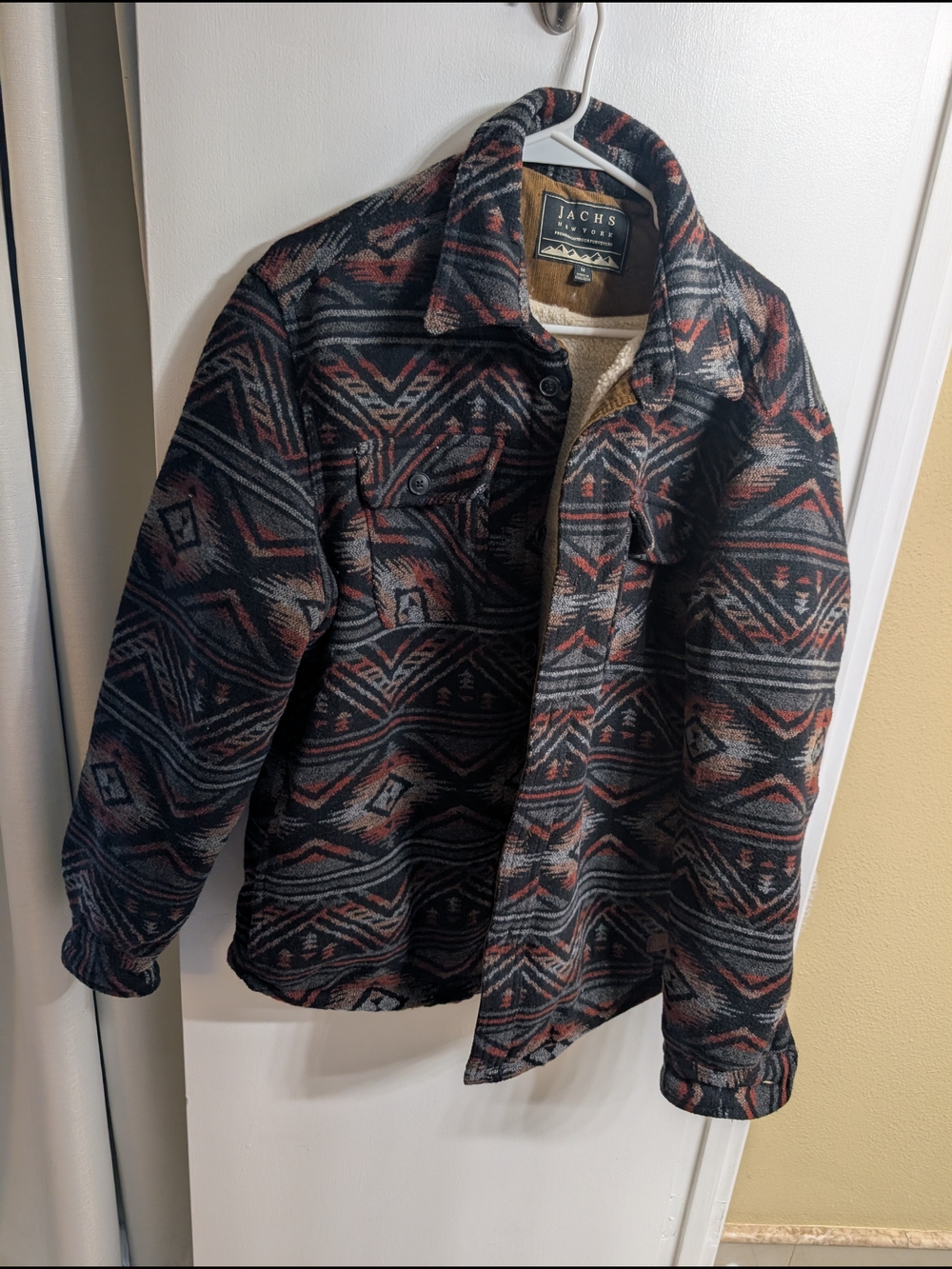Jachs NY Patterned Sherpa-Lined Jacket - Black & Rust
